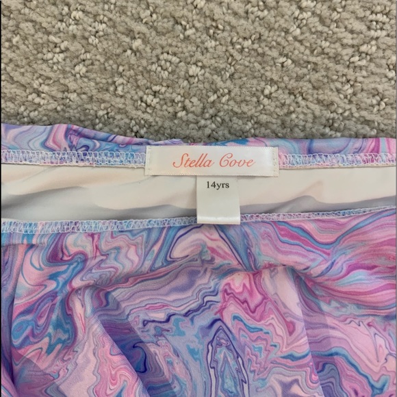 Stella Cove Pnk and Purple Tie Dye Off the Shoulder Kids 14 yrs Swimsuit Bikini - Picture 5 of 5